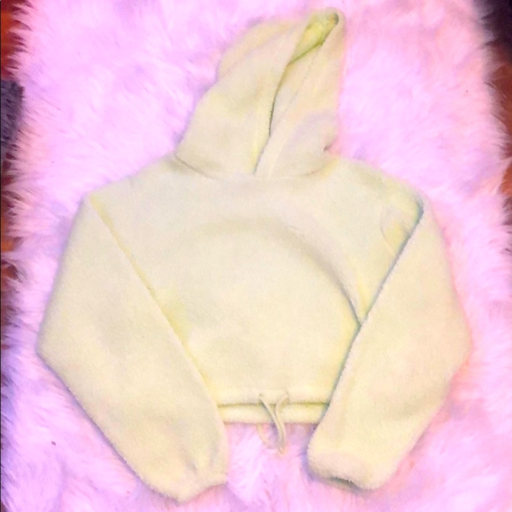 Neon Green Fluffy Hooded Sweater